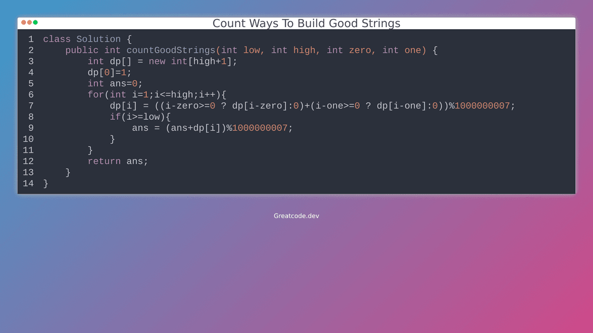 Count Ways To Build Good Strings